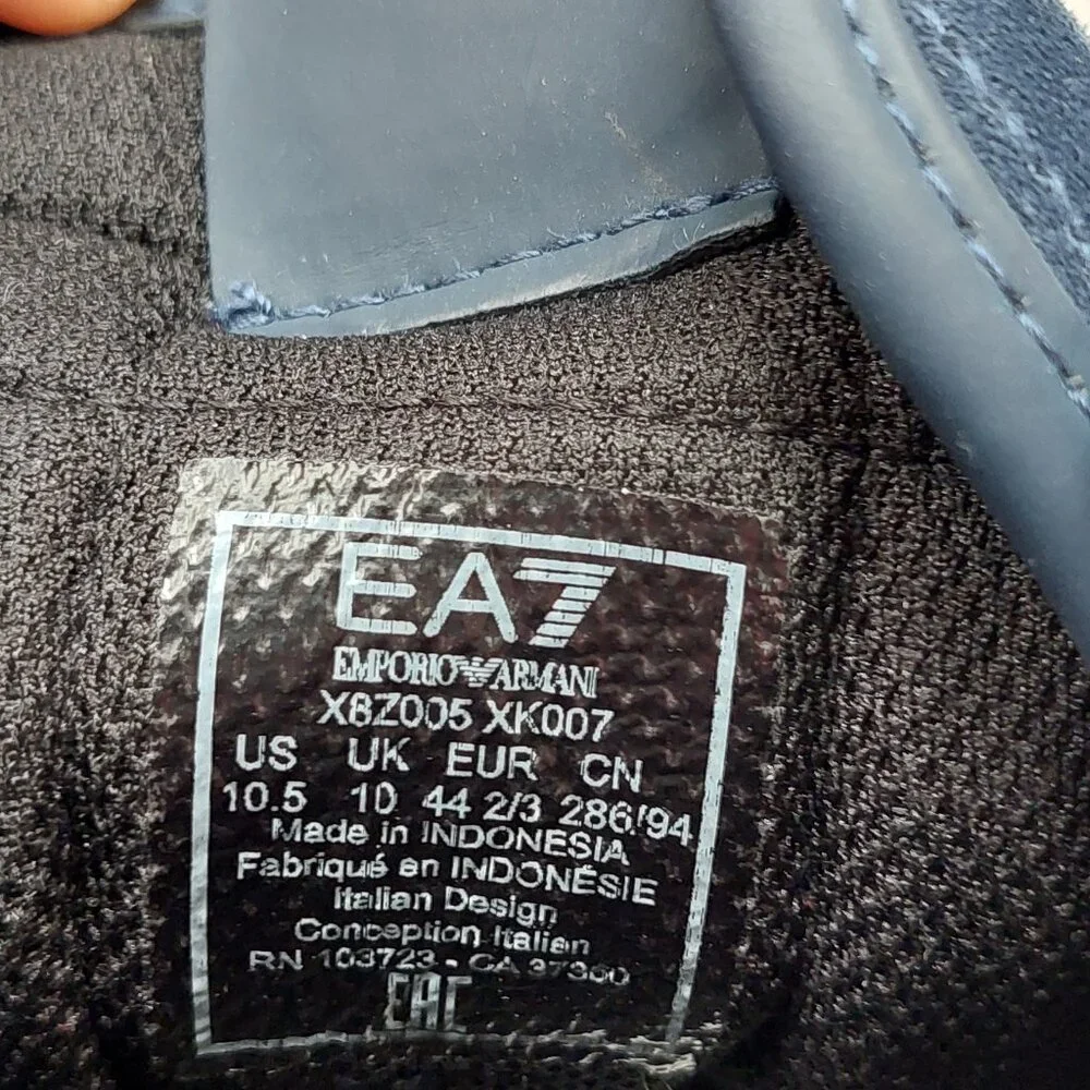 Emporio Armani EA7 Men's US10.5 high-top Trainer Sneakers Boots in Navy Suede - Picture 6 of 8